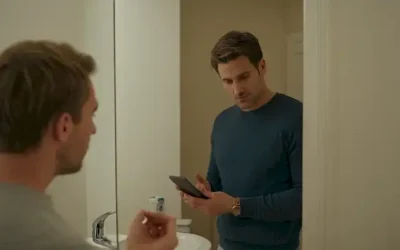 Aquí hay una descripción de la imagen de la cubierta: Un hombre con una expresión preocupada