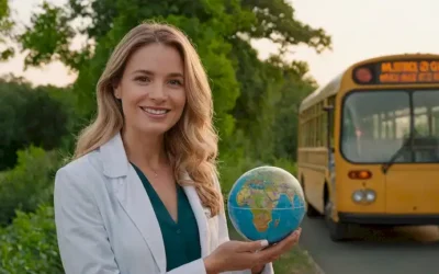 Aquí hay una línea de frases cortas que describen lo que la imagen de la cubierta podría representar: Una mujer sonriente en un abrigo blanco