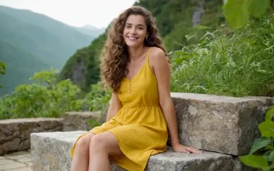 Una mujer con pelo largo y rizado