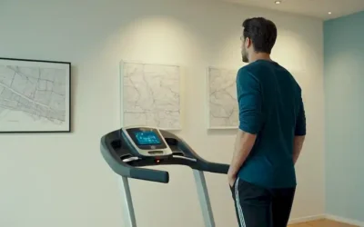 He aquí una posible respuesta: Una persona caminando sobre una cinta de correr