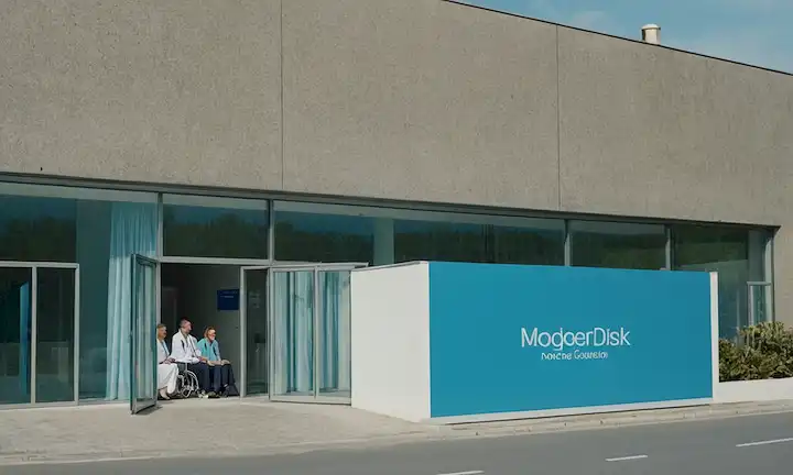 Aquí hay una línea de frases cortas que describen lo que la imagen de la cubierta podría ser: Un moderno edificio hospitalario en Galicia, España, con un sutil esquema de color azul y blanco, una entrada acogedora, un grupo de pacientes sentados fuera, médicos caminando hacia la clínica, un ambiente tranquilo, luz natural