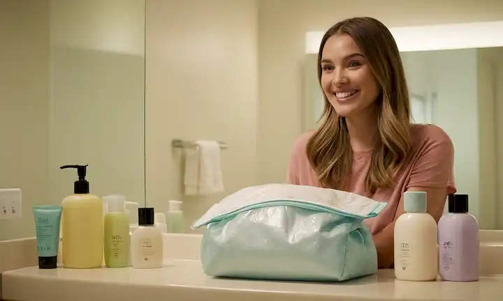 Una persona que tiene una bolsa de almacenamiento