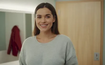 Aquí hay una línea de frases cortas que describen la imagen de la cubierta: Una mujer de pie con una sonrisa segura