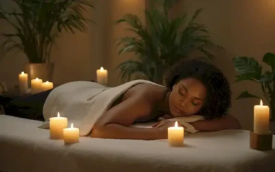 Una persona acostada en una mesa de masajes o sofá